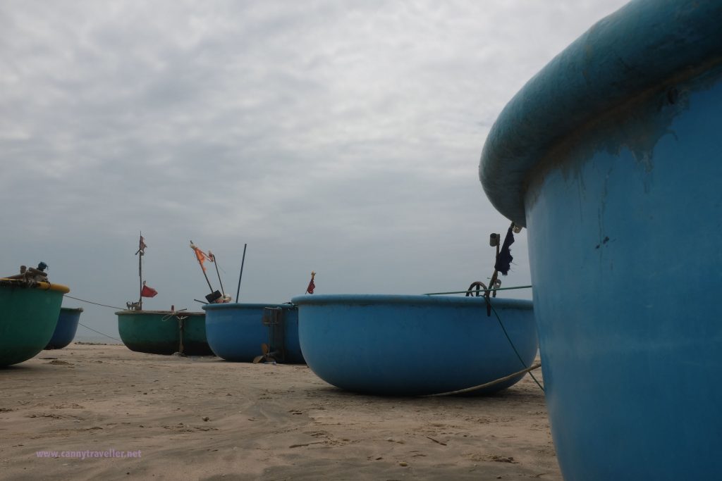 Fishing coracles on the beach at Phan Thiet, Vietnam